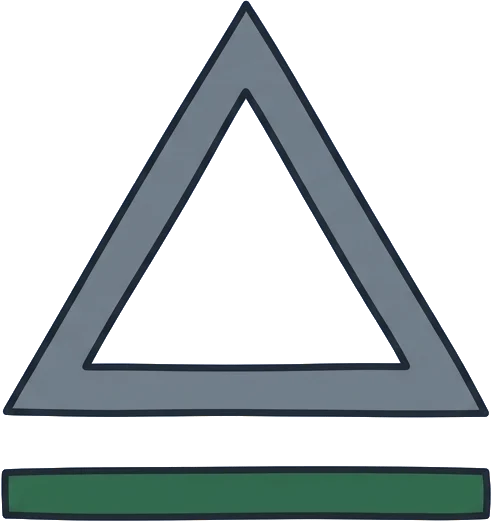 Delta glyph above a flat zero bar